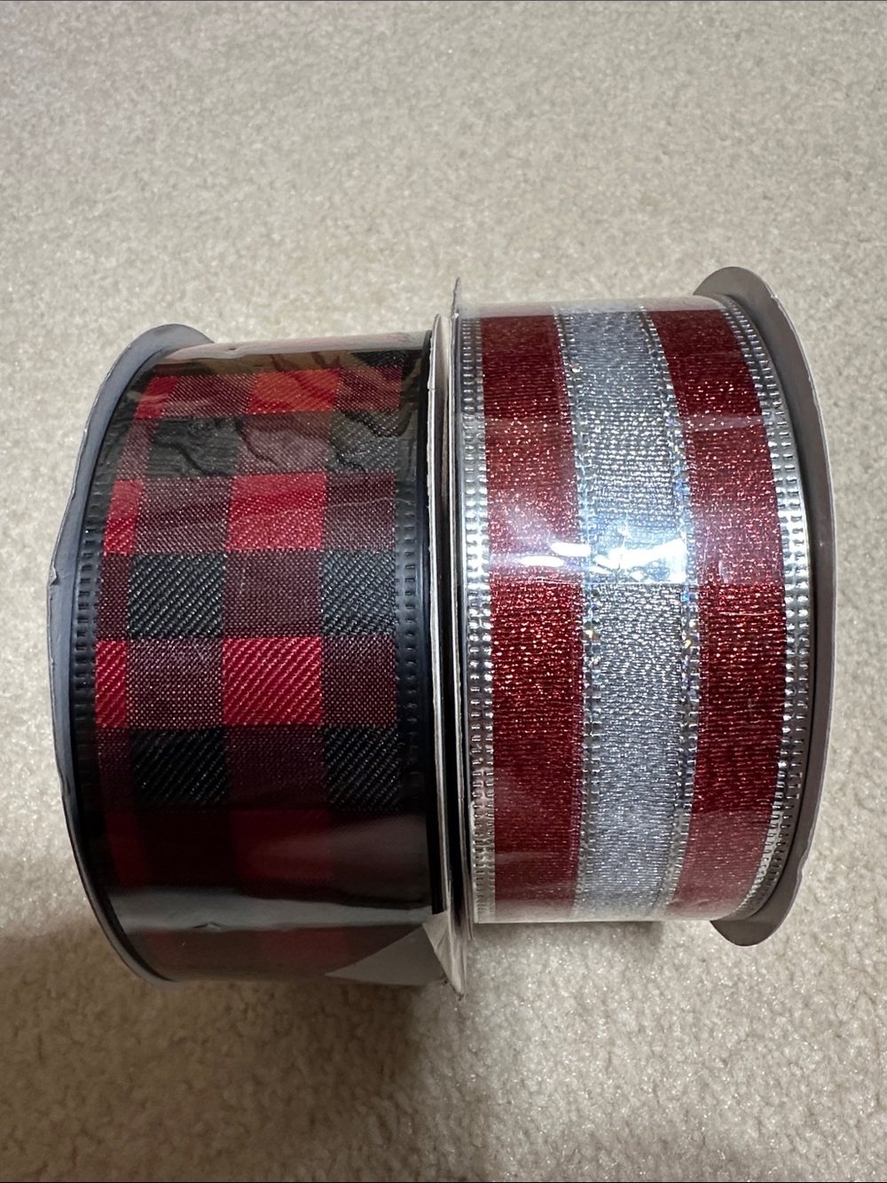 Holiday Time 2in Ribbon Spools - Red Tops with Multi-Color Ribbon - Picture 2 of 3